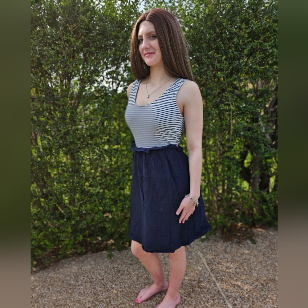 Navy Blue w/ Stripes Tank Top Spring / Summer Dress